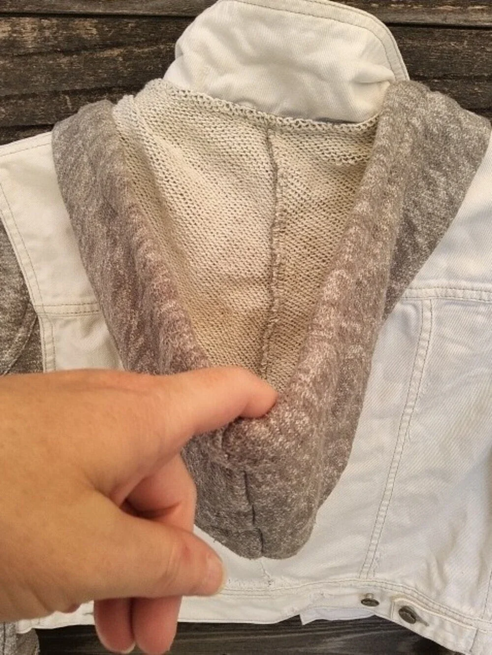 Free People White Hooded Jean Jacket Size XS